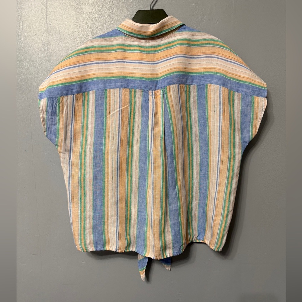 #1) Talbots Multicolor Striped Button-Down Shirt.… - image 2